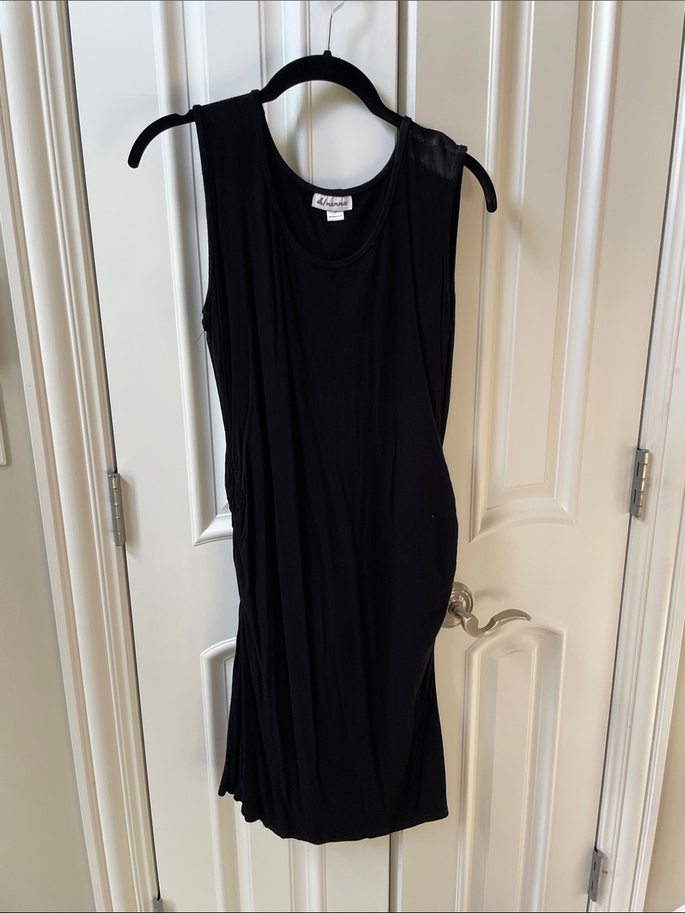 Oh! Mamma Black Sleeveless Maternity Jersey Tank Dress
